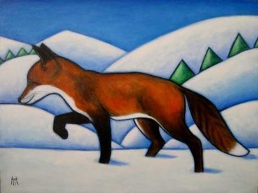 Painting titled "Red Fox" by Heidi Shaulis, Original Artwork