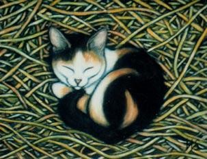 Peinture intitulée "Calico Barn Cat" par Heidi Shaulis, Œuvre d'art originale