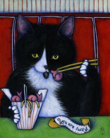 Painting titled "Lucky Fortune Cookie" by Heidi Shaulis, Original Artwork