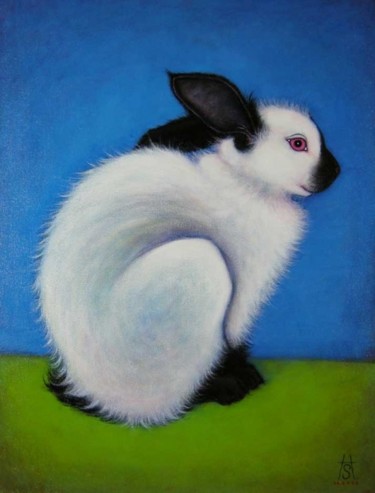 Peinture intitulée "Himilayan Rabbit" par Heidi Shaulis, Œuvre d'art originale
