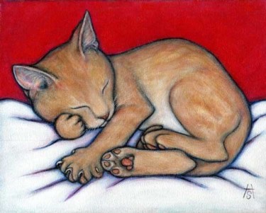 Painting titled "Willy Kitten" by Heidi Shaulis, Original Artwork
