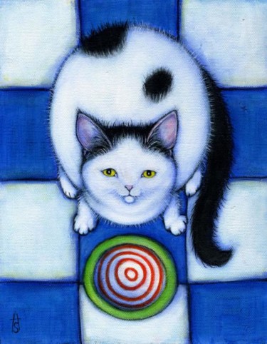 Pittura intitolato "Hungry Spotted Cat" da Heidi Shaulis, Opera d'arte originale