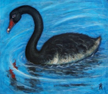 Peinture intitulée "Black Swan" par Heidi Shaulis, Œuvre d'art originale
