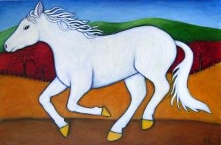 Painting titled "White Horse" by Heidi Shaulis, Original Artwork