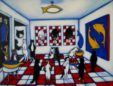 Painting titled "Cat Gallery" by Heidi Shaulis, Original Artwork