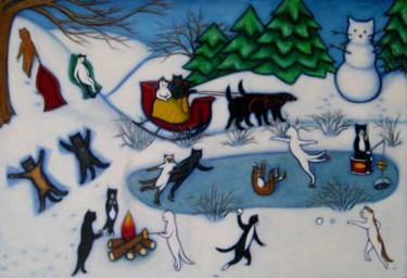 Peinture intitulée "Winter Fun" par Heidi Shaulis, Œuvre d'art originale