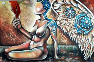 Painting titled "Angel" by Heidy Garcia, Original Artwork, Oil