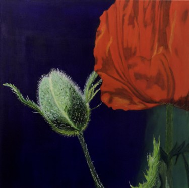 Painting titled "Roter Mohn" by Heike Gausmann, Original Artwork, Acrylic