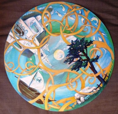 Malerei mit dem Titel "La roue de Bretagne" von Heike Tiede, Original-Kunstwerk, Acryl