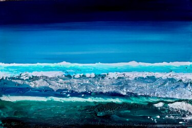 Malerei mit dem Titel "Winter an der See" von Nina Heimann, Original-Kunstwerk, Acryl Auf Holzplatte montiert