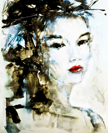 Malerei mit dem Titel ""Geisha"" von Hein Kocken, Original-Kunstwerk