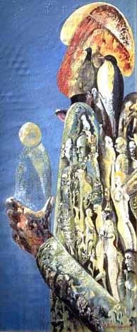 Malerei mit dem Titel "Bird-Man" von Heinz Sterzenbach, Original-Kunstwerk, Öl