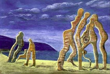 Malerei mit dem Titel "Beach Promenade" von Heinz Sterzenbach, Original-Kunstwerk