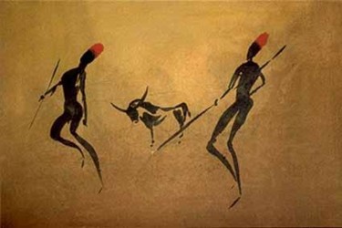 Peinture intitulée "Two Hunters with Bu…" par Heinz Sterzenbach, Œuvre d'art originale