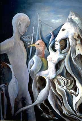 Painting titled "Bird-Couple" by Heinz Sterzenbach, Original Artwork