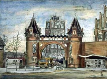 Malerei mit dem Titel "Borsig Gate, Tegel" von Heinz Sterzenbach, Original-Kunstwerk