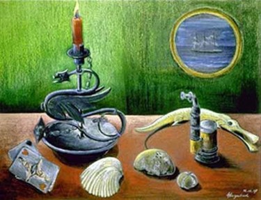 Painting titled "Candlestick with Pi…" by Heinz Sterzenbach, Original Artwork, Pastel