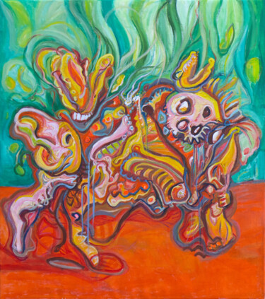 Картина под названием "Pig Room" - Geert Heirbaut, Подлинное произведение искусства, Акрил Установлен на Деревянная рама для…