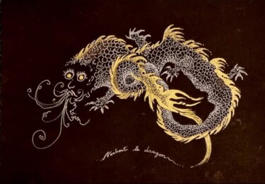 Desenho intitulada "Norbert le dragon" por Hélène Argellies, Obras de arte originais, Caneta de gel