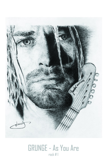 Kirt Cobain Poster dessin crayon Drawing titled "Kirt Cobain Poster…" by Eric Chapon, Original Art, Pencil