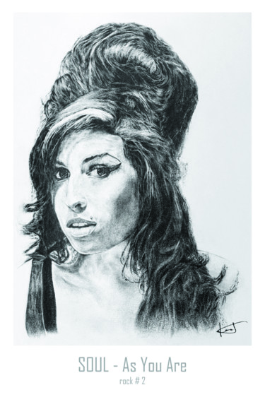 Amy Winehouse Poster dessin crayon Drawing titled "Amy Winehouse Poste…" by Eric Chapon, Original Art, Pencil