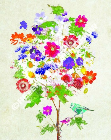 Digital Arts titled "Bouquet de fleurs" by Hel Swynghedauw, Original Artwork, Collages