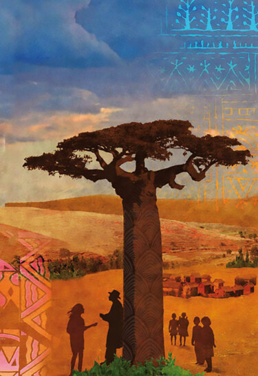 Arts numériques intitulée "Sous le baobab" par Hel Swynghedauw, Œuvre d'art originale, Photo montage