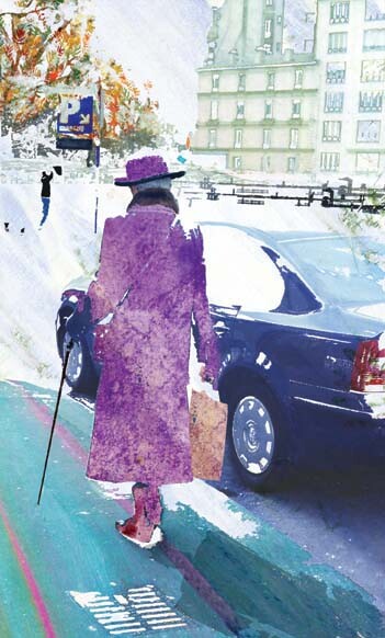 Digitale Kunst getiteld "La dame violette à…" door Hel Swynghedauw, Origineel Kunstwerk, 2D Digital Work