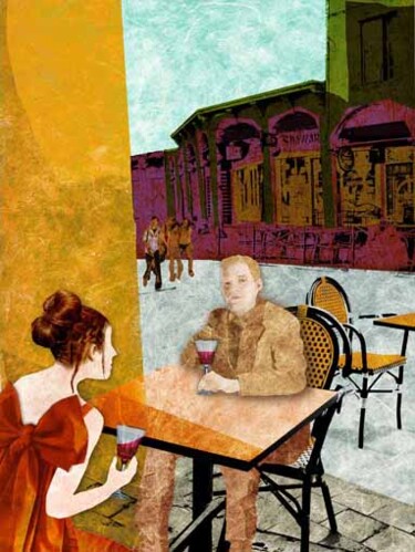 Digital Arts titled "En terrasse" by Hel Swynghedauw, Original Artwork, Photo Montage