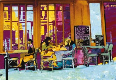 Цифровое искусство под названием "Terrasse  a Paris" - Hel Swynghedauw, Подлинное произведение искусства, Коллажи