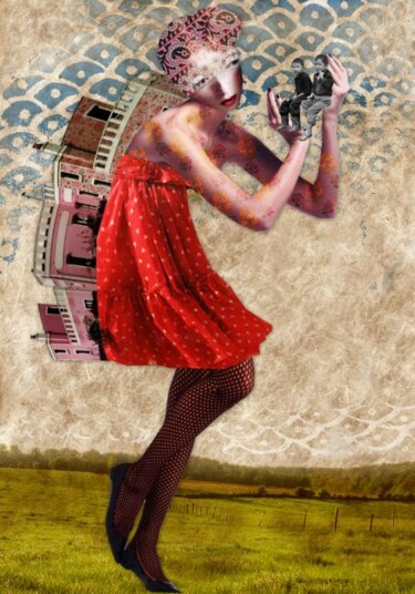 Цифровое искусство под названием "La femme tortue" - Hel Swynghedauw, Подлинное произведение искусства, Фотомонтаж