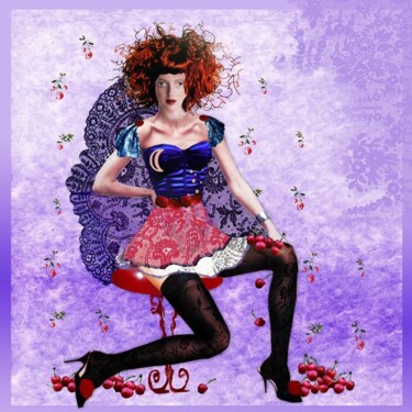 Digitale Kunst getiteld "La fille cerise" door Hel Swynghedauw, Origineel Kunstwerk, Foto Montage