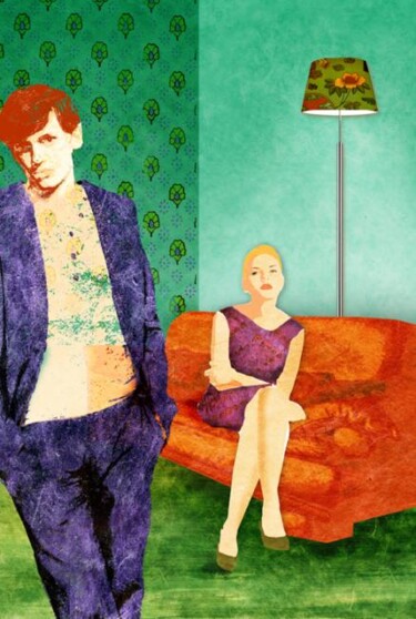 Digital Arts titled "Couple dans un salon" by Hel Swynghedauw, Original Artwork, Digital Painting