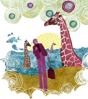 Arte digitale intitolato "Elton et les girafe…" da Hel Swynghedauw, Opera d'arte originale, Collages