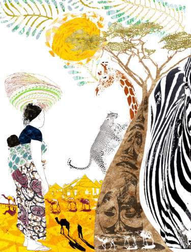 Arte digitale intitolato "Ambiance africaine" da Hel Swynghedauw, Opera d'arte originale, Collages