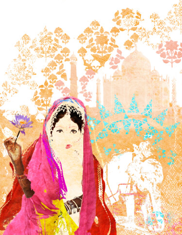 Digital Arts titled "Ambiance indienne" by Hel Swynghedauw, Original Artwork, Collages