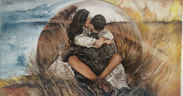 Peinture intitulée "Hug" par Hela Ellouze, Œuvre d'art originale, Acrylique