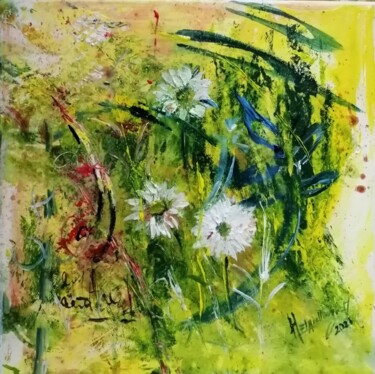 Картина под названием "Jardin fleuri" - Hela Ellouze, Подлинное произведение искусства, Акрил