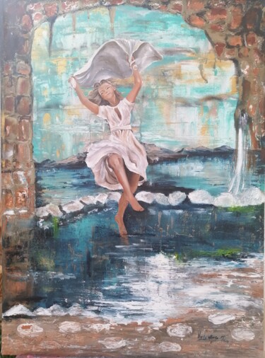 Painting titled "La joie dans l'air" by Hela Ellouze, Original Artwork, Acrylic