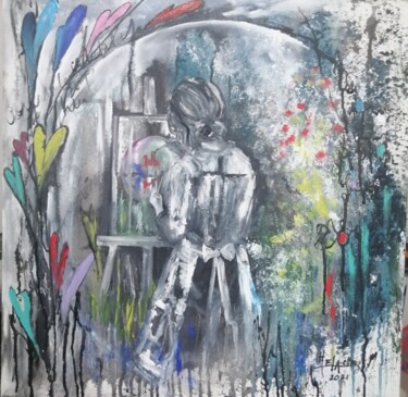 Pittura intitolato "Bonheur" da Hela Ellouze, Opera d'arte originale, Acrilico