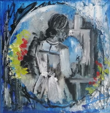 Pintura intitulada "Bonheur en bleu" por Hela Ellouze, Obras de arte originais, Acrílico