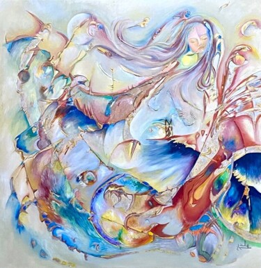 Pintura titulada "lunatique" por Héla Sarraj, Obra de arte original, Oleo