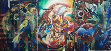 Pintura titulada "Monde paralléle" por Héla Sarraj, Obra de arte original, Oleo Montado en Bastidor de camilla de madera