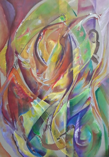 Картина под названием "Expressions mitigées" - Héla Sarraj, Подлинное произведение искусства, Акрил