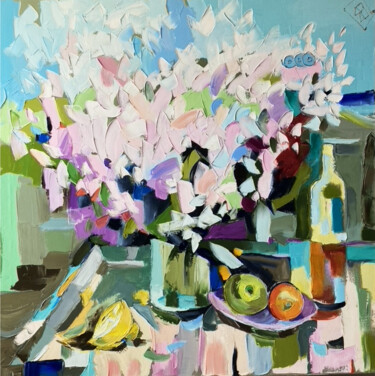 Painting titled "Still Life Oil Pain…" by Helen, Original Artwork, Oil Mounted on Wood Panel