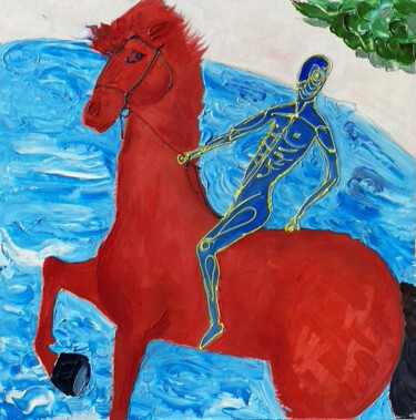 Картина под названием "Horse Painting Anim…" - Helen, Подлинное произведение искусства, Масло