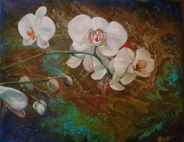 Pittura intitolato "orchidée" da Helen Barenton, Opera d'arte originale, Olio
