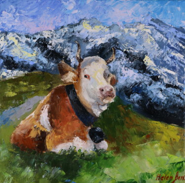 Картина под названием "Cow Painting Switze…" - Helen Berk, Подлинное произведение искусства, Масло