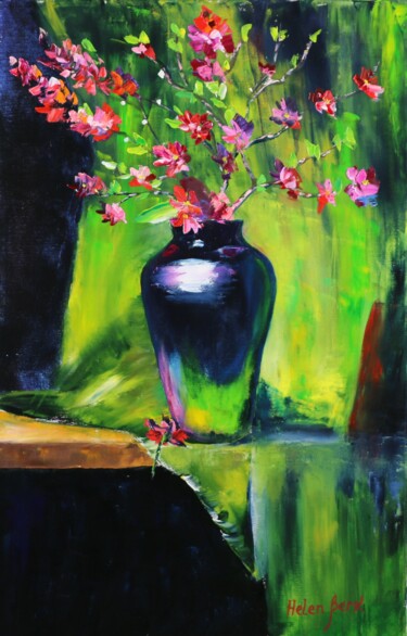 Картина под названием "Bouquet Sakura Pain…" - Helen Berk, Подлинное произведение искусства, Масло