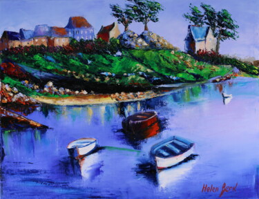 Картина под названием "Boats Painting Orig…" - Helen Berk, Подлинное произведение искусства, Масло